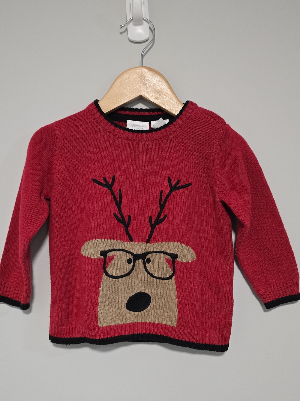 Koala Kids Red Sweater with Reindeer Face